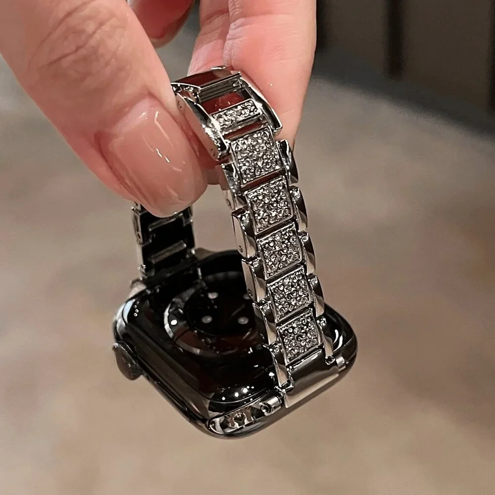 Apple Watch Band Luxury Adjustable Slim Stylish Strap Silver Stainless Chain